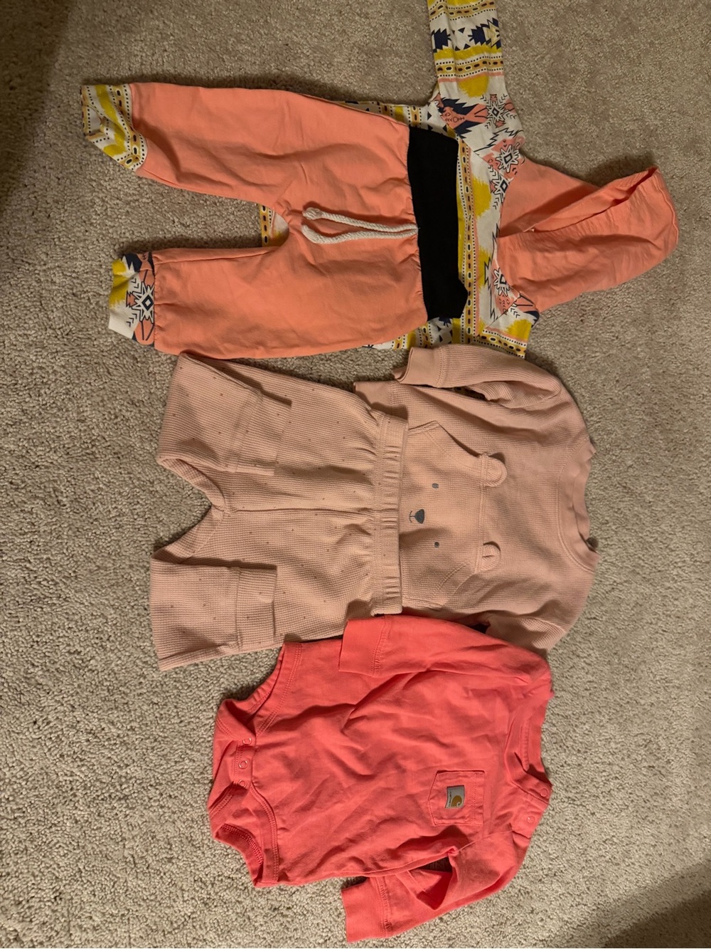 Coral & Peach Baby Outfit Bundle - Hoodie, Romper, Onesie